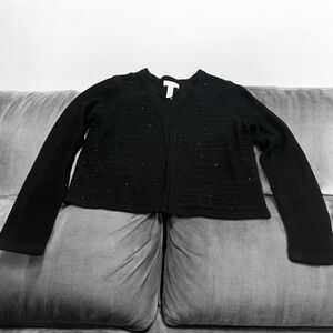New Charter Club Black Sequin Cardigan- Petite Small
